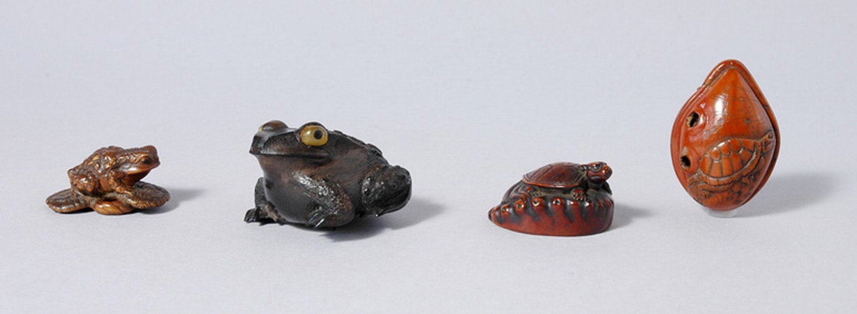 Lot image - Group of Four Japanese Wood Netsukes