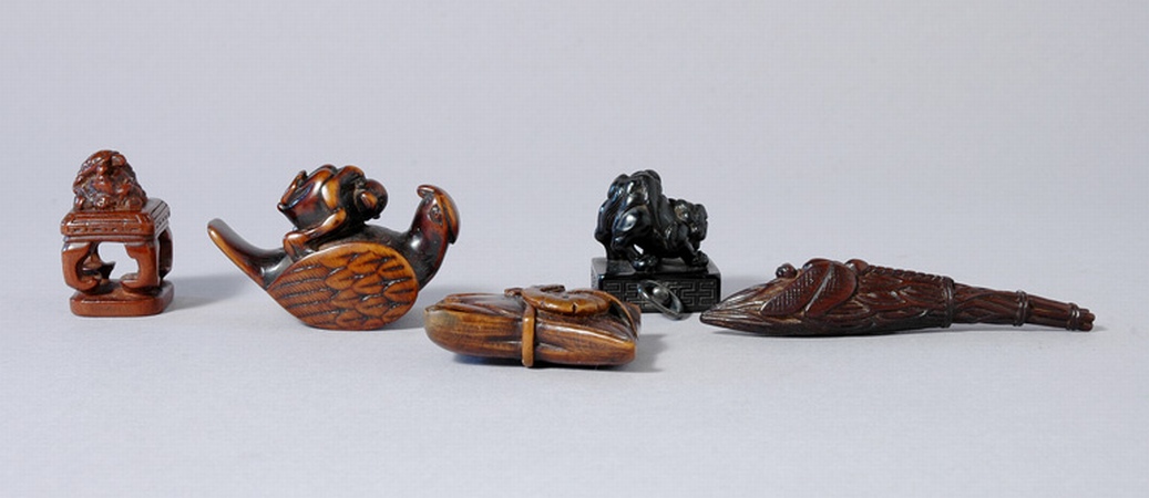 Lot image - Group of Five Boxwood Netsuke