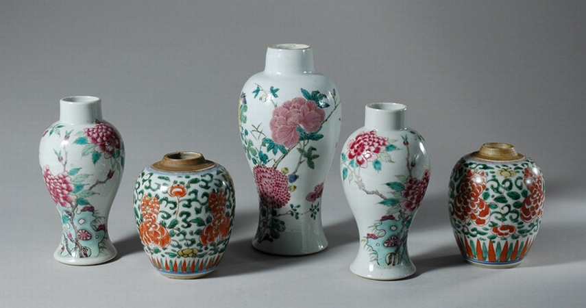 Lot image - Group of Five Chinese Porcelain Vases