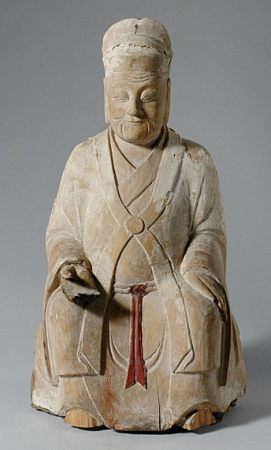 Lot image - Chinese Carved Wood Figure of an Immortal