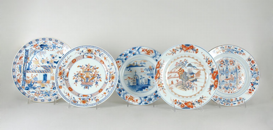 Lot image - Group of Five Chinese Imari Porcelain Plates