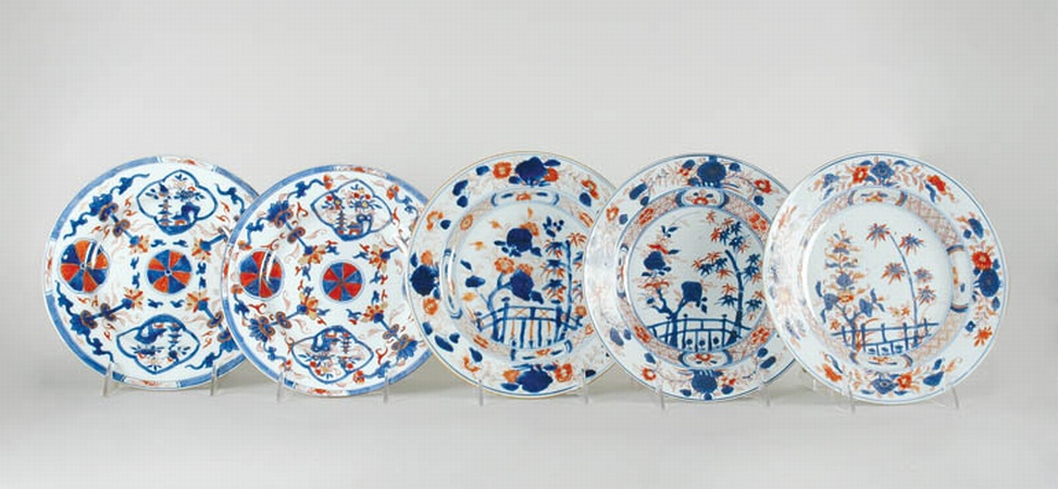 Lot image - Group of Five Chinese Imari Porcelain Plates
