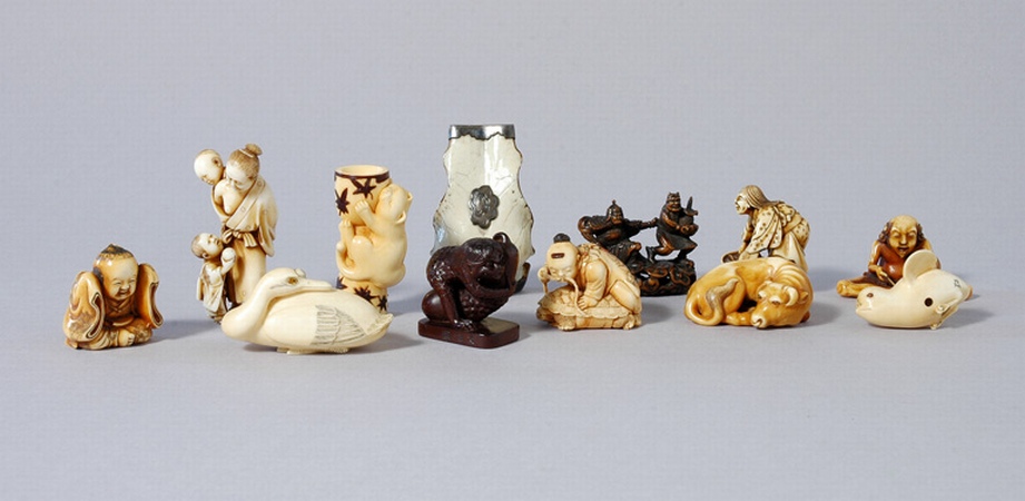 Lot image - Group of Twelve Japanese Netsuke