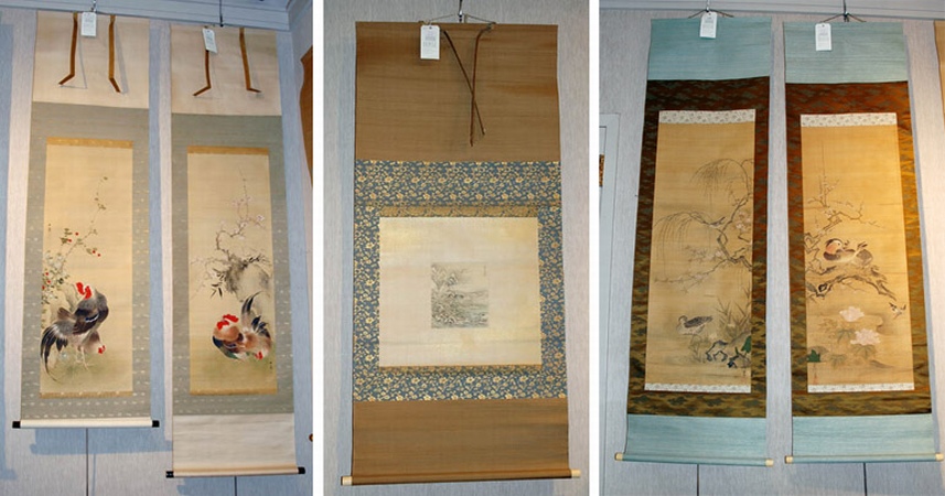 Lot image - Japanese School Five hanging scrolls