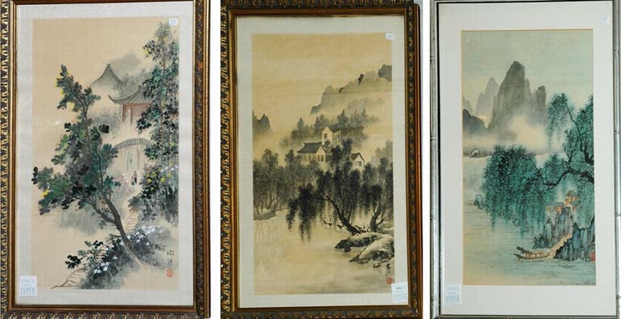 Lot image - Group of Three Chinese Landscape Paintings
