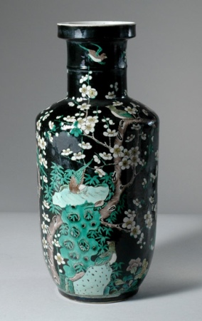 Lot image - Chinese Famille Noir Porcelain Vase