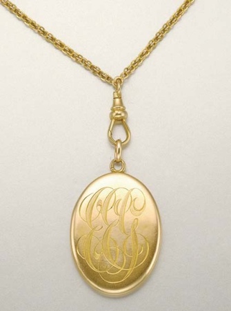 Lot image - Antique Gold Locket and Chain