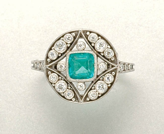 Lot image - Emerald and Diamond Ring