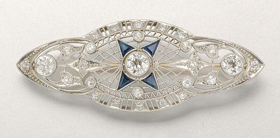 Lot image - Diamond and Sapphire Brooch