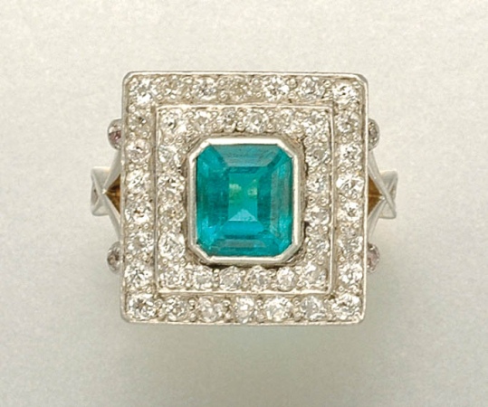 Lot image - Emerald and Diamond Ring