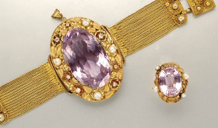 Lot image - Gold, Silver Gilt Gem-Set and Cultured Pearl Bracelet and Ring