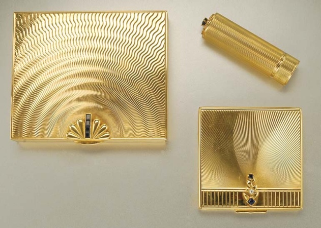 Lot image - Group of Gold, Sapphire and Diamond Vanity Items