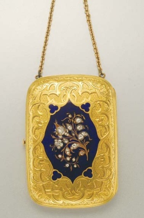 Lot image - Antique Gold, Diamond and Blue Enamel Purse