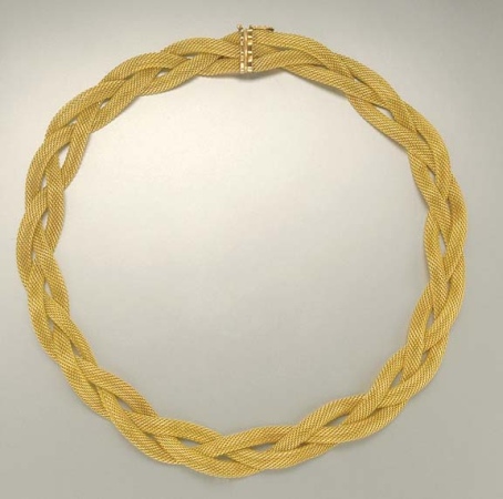 Lot image - Triple Strand Braided Gold Mesh Necklace