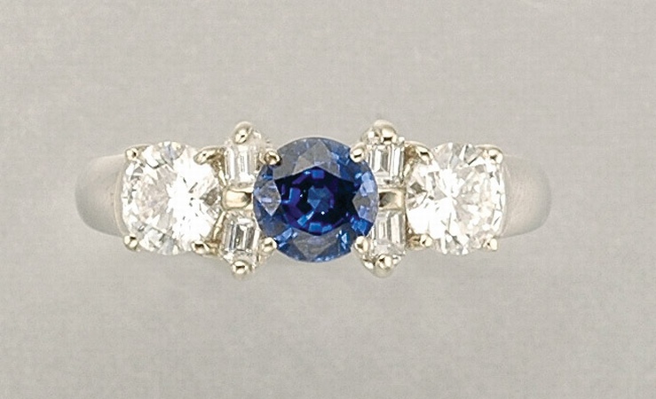 Lot image - Sapphire and Diamond Ring