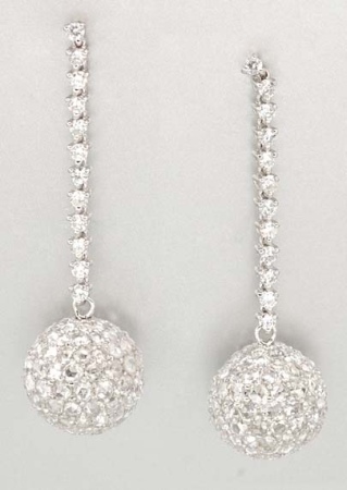 Lot image - Pair of Diamond Pendant Earrings