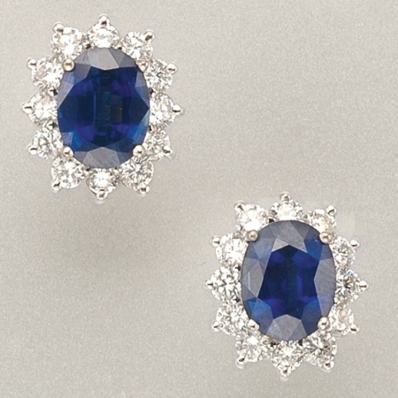 Lot image - Pair of Sapphire and Diamond Earrings