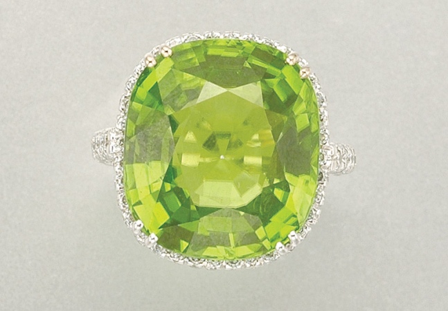 Lot image - Peridot and Diamond Ring