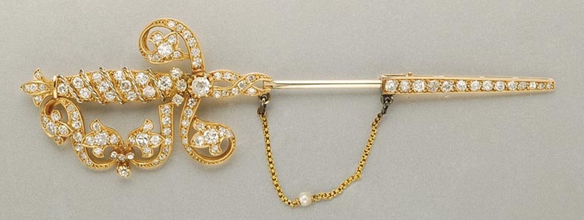 Lot image - Antique Gold and Diamond Sword Jabot