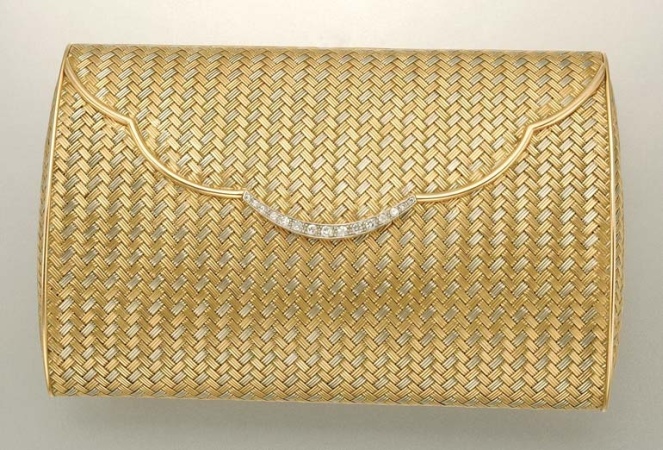 Lot image - Two-Color Gold and Diamond Evening Purse