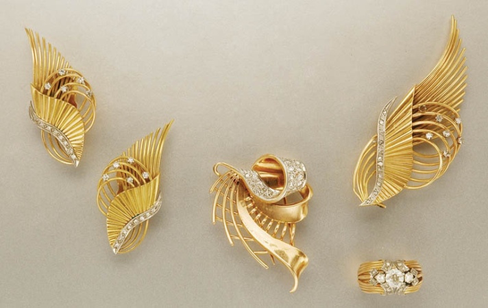Lot image - Group of Gold and Diamond Jewelry