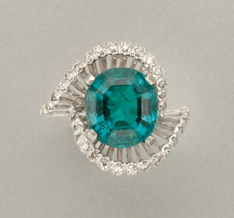 Lot image - Emerald and Diamond Ring