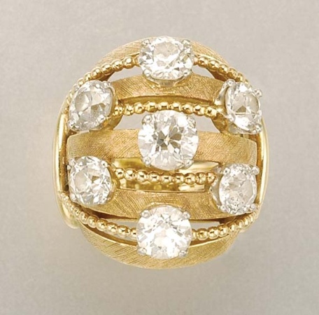 Lot image - Gold and Diamond Bombe Ring