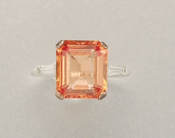 Lot image - Topaz and Diamond Ring