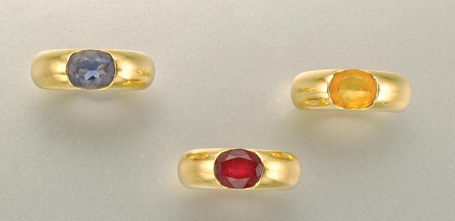 Lot image - Three Gold and Gem-Set Rings