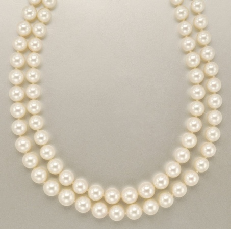 Lot image - Pair of Cultured Pearl and Diamond Necklaces