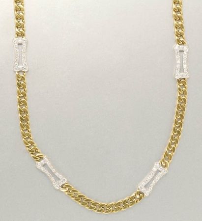 Lot image - Gold and Diamond Chain Necklace