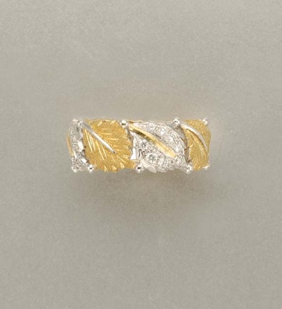 Lot image - Two-Color Gold and Diamond Band Ring