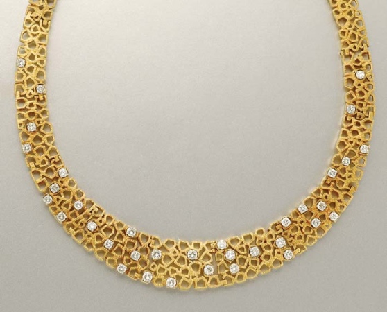 Lot image - Gold and Diamond Necklace