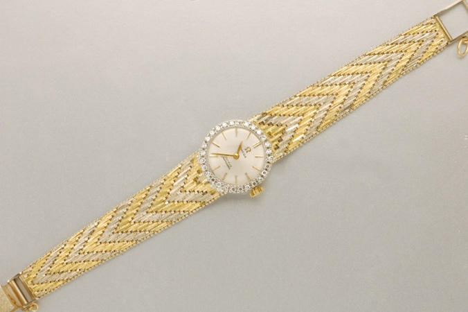 Lot image - Two-Color Gold and Diamond Wristwatch