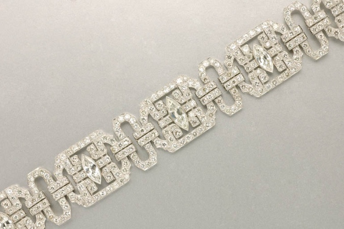 Lot image - Art Deco Platinum and Diamond Bracelet