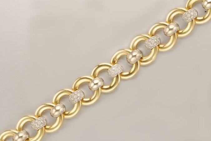 Lot image - Two-Color Gold and Diamond Bracelet