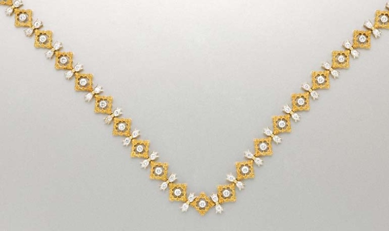 Lot image - Gold and Diamond Necklace