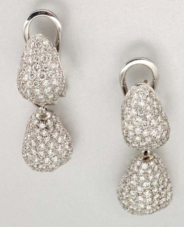 Lot image - Pair of Diamond Pendant Earclips