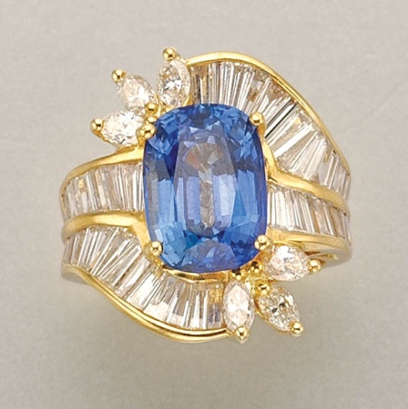 Lot image - Sapphire and Diamond Ring