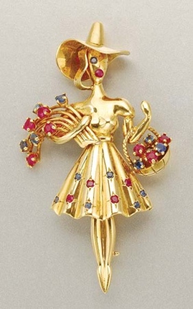 Lot image - Gold and Gem-Set Brooch