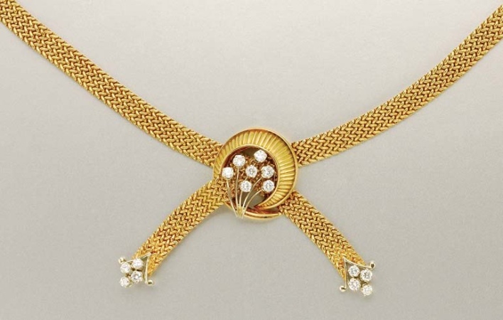 Lot image - Gold and Diamond Necklace