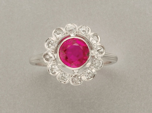 Lot image - Pink Sapphire and Diamond Ring