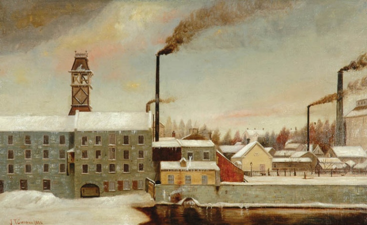 Lot image - J.T. Copcopan American, 19th century STONE FACTORIES IN NEW ENGLAND, 1886   Signed J.T. Copcopan and dated 1886...