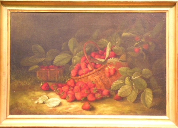 Lot image - C.A. Tillinghast American, late 19th century BASKET OF STRAWBERRIES