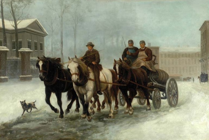 Lot image - American School Late 19th/early 20th century DRAYMEN AND HORSES