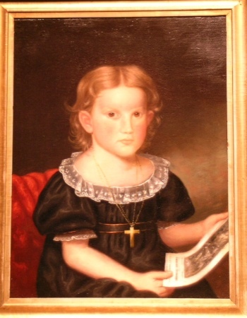 Lot image - American School (formerly attributed to Cephas Thompson) 19th Century PORTRAIT OF A CHILD IN A BLACK DRESS