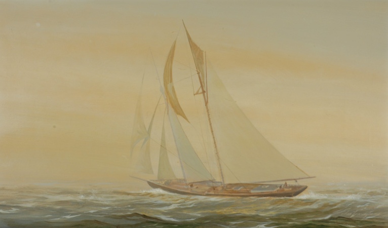 Lot image - Charles Lundgren American, 1911-1988 SCHOONER IN MIST