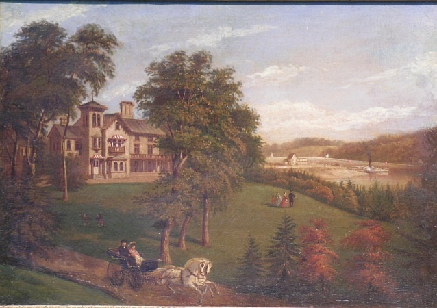Lot image - American School 19th Century VIEW OF A RIVERSIDE ESTATE