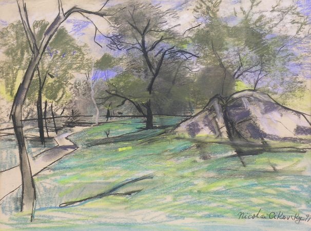 Lot image - Nicolai S. Cikovsky Russian/American, 1894-1987 PARK LANDSCAPE