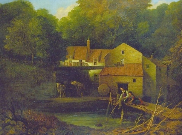 Lot image - Attributed Thomas Miles Richardson FISHING AT THE BRIDGE